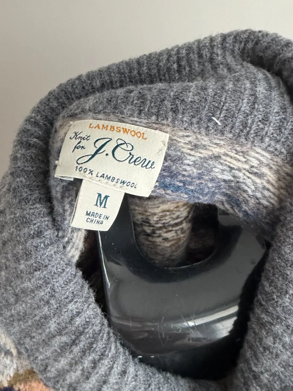 100% Lambswool J. Crew Fair Isle Shawl Collar Cardigan Sweater